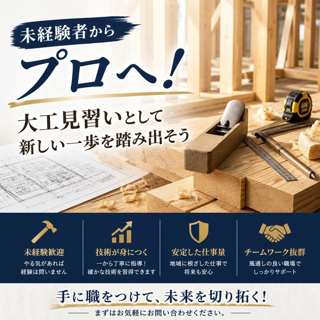 未経験者からプロへ！大工見習いとして新しい一歩を踏み出そう