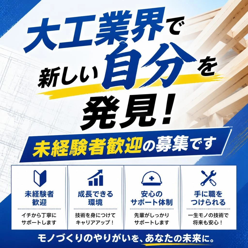大工業界で新しい自分を発見！未経験者歓迎の募集です