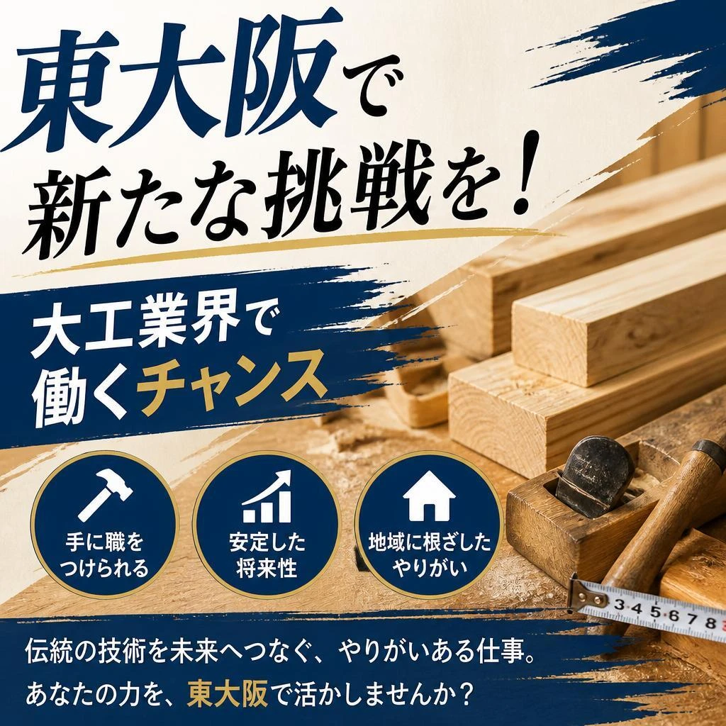 東大阪で新たな挑戦を！大工業界で働くチャンス