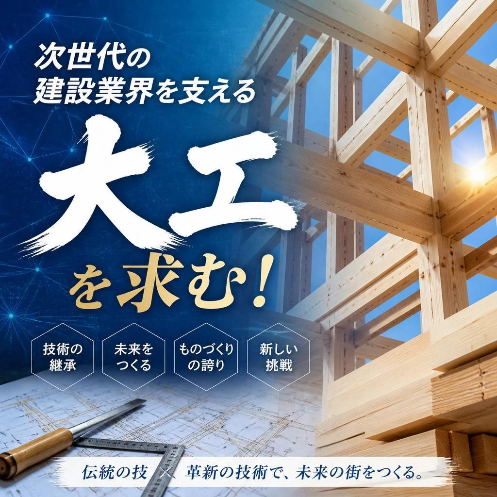 次世代の建設業界を支える大工を求む！