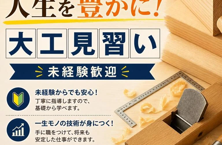 手に職をつけて人生を豊かに！未経験歓迎の大工見習い