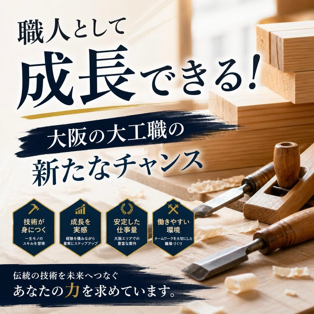 職人として成長できる！大阪の大工職の新たなチャンス