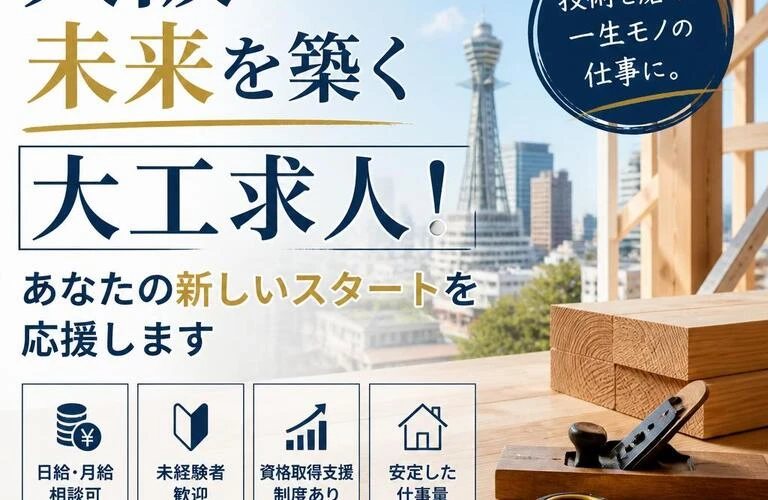 大阪で未来を築く大工求人！あなたの新しいスタートを応援します