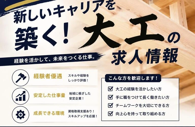 大阪で新しいキャリアを築く！大工の求人情報