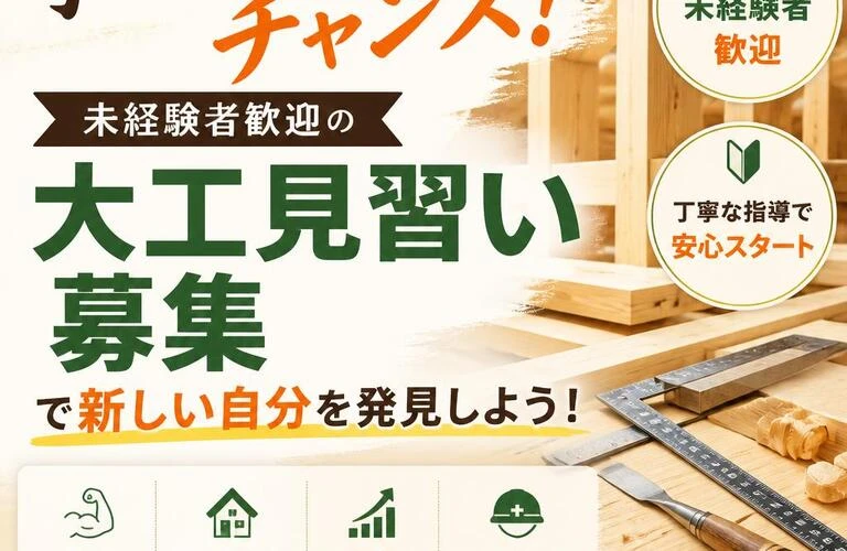 手に職をつけるチャンス！未経験者歓迎の大工見習い募集で新しい自分を発見しよう！