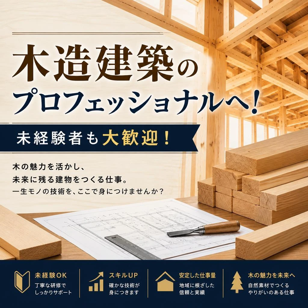 木造建築のプロフェッショナルへ！未経験者も大歓迎！