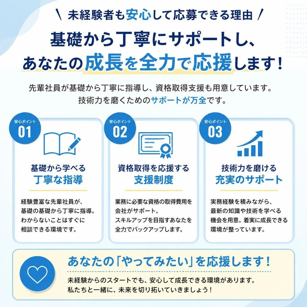 未経験者歓迎！成長できる環境
