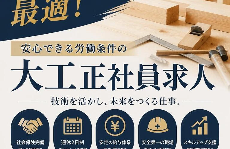 挑戦するあなたに最適！安心できる労働条件の大工正社員求人