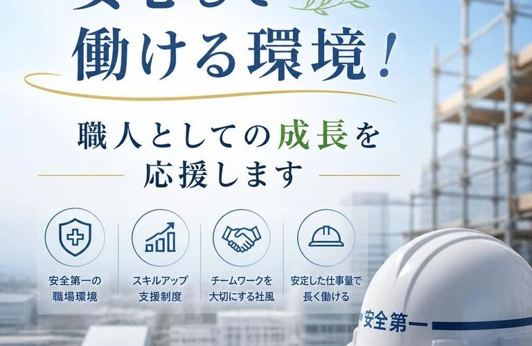 安心して働ける環境！職人としての成長を応援します