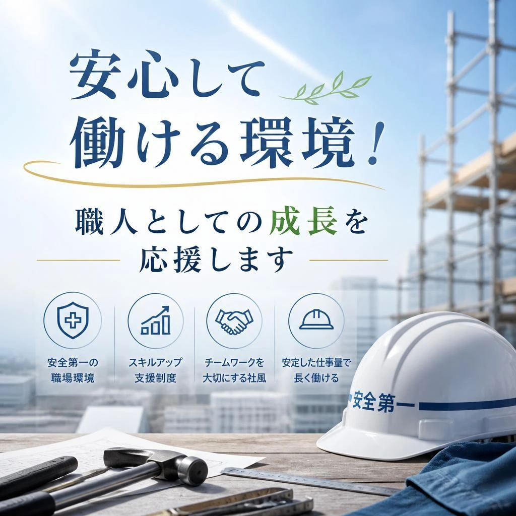 安心して働ける環境！職人としての成長を応援します