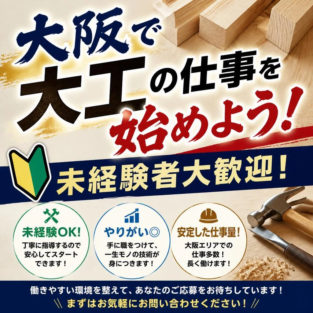大阪で大工の仕事を始めよう！未経験者大歓迎！