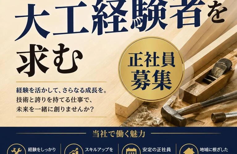 新たなキャリアを築く！大工経験者を求む正社員募集