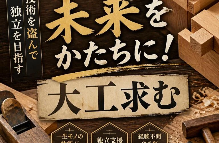 あなたの手で未来をかたちに！技術を盗んで独立を目指す大工求む