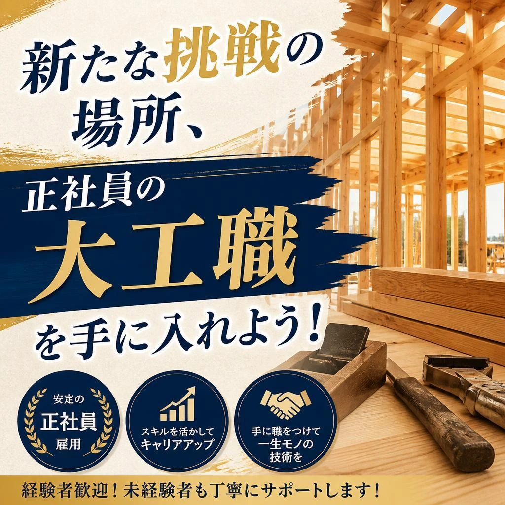 新たな挑戦の場所、正社員の大工職を手に入れよう！