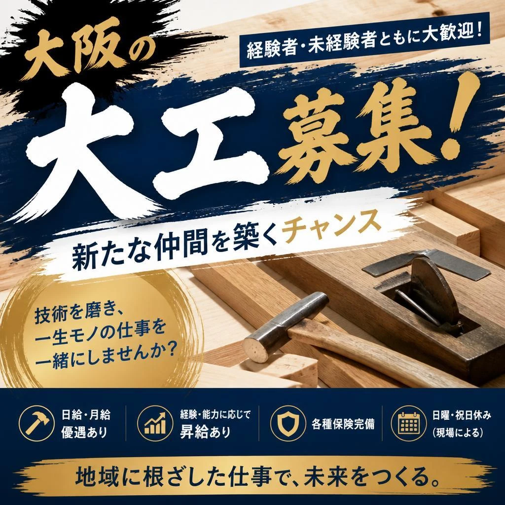 大阪の大工募集！新たな仲間を築くチャンス