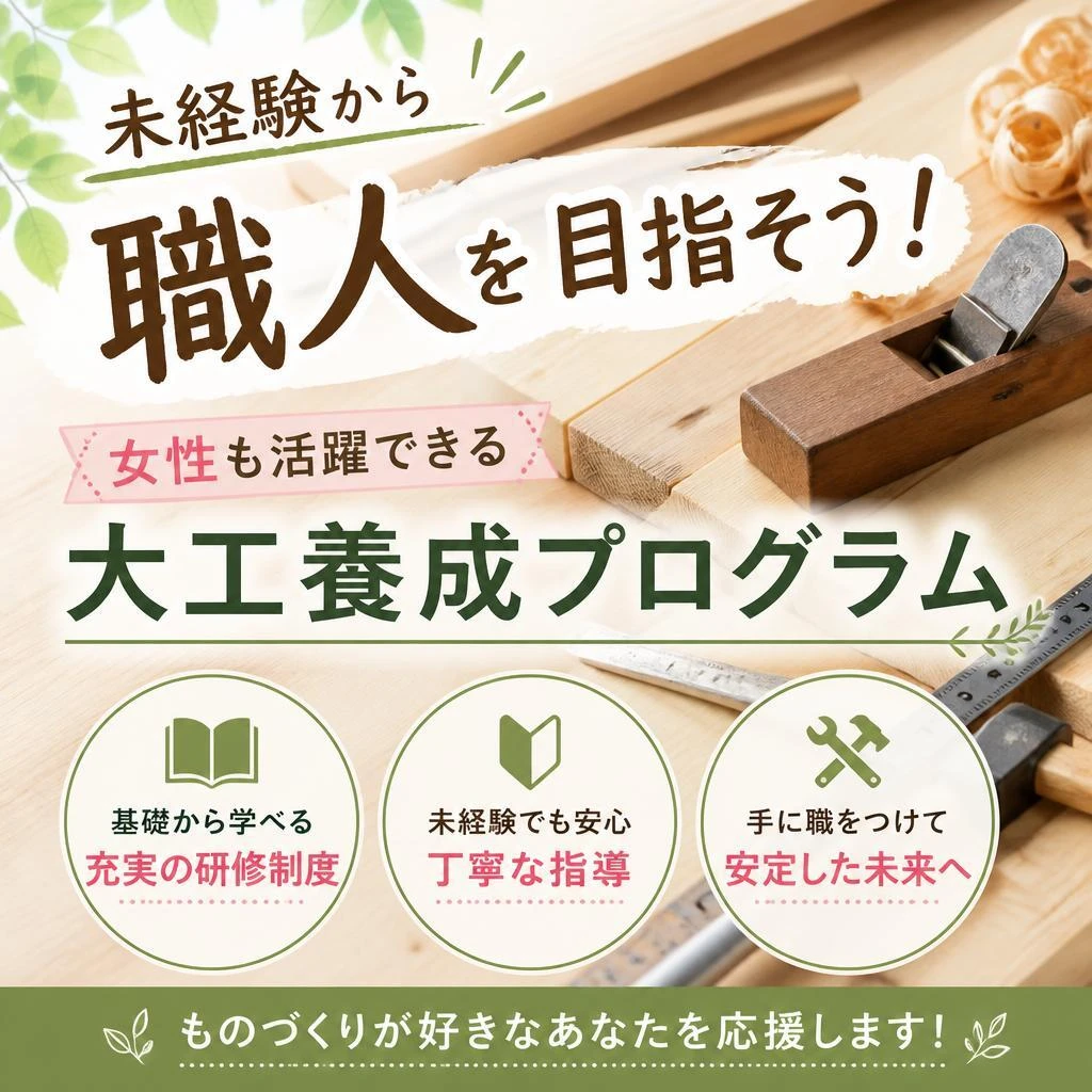 未経験から職人を目指そう！女性も活躍できる大工養成プログラム