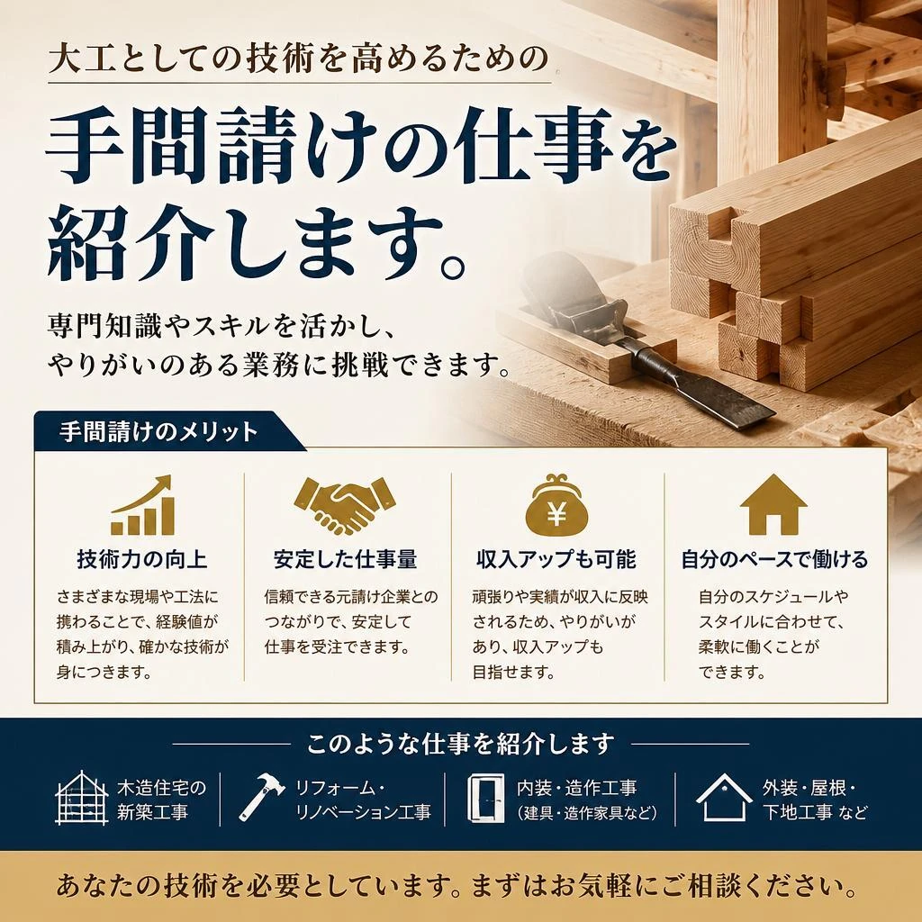 手間請けの仕事でスキルを磨く！