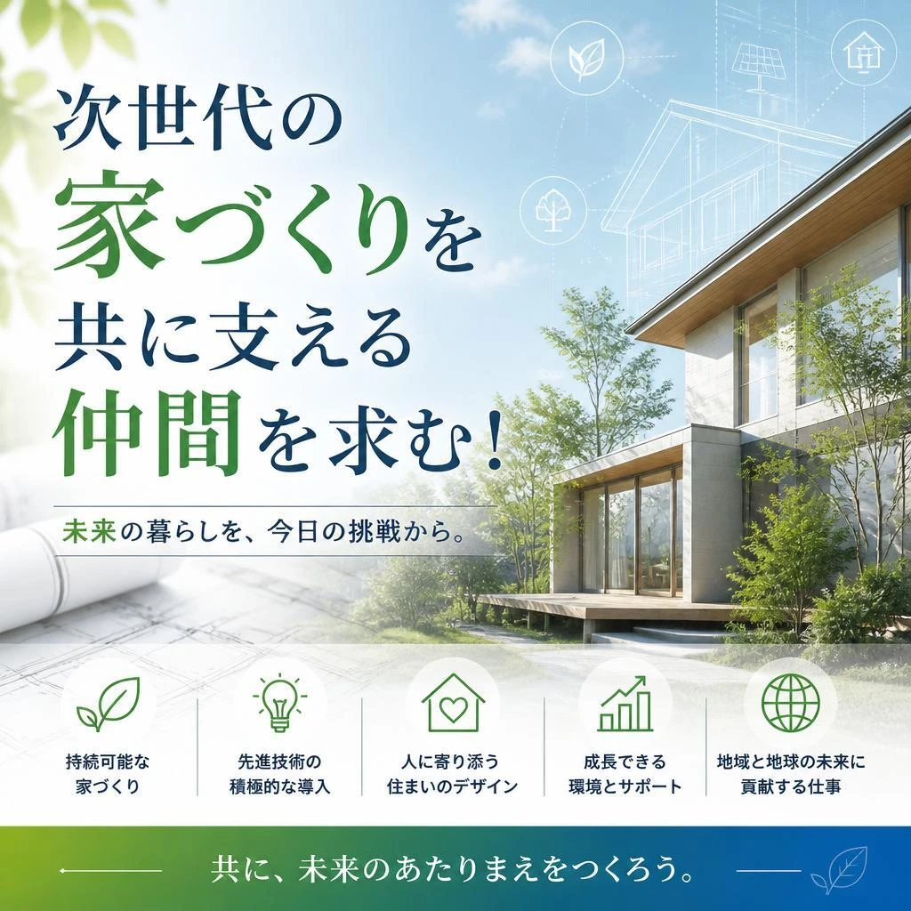次世代の家づくりを共に支える仲間を求む！