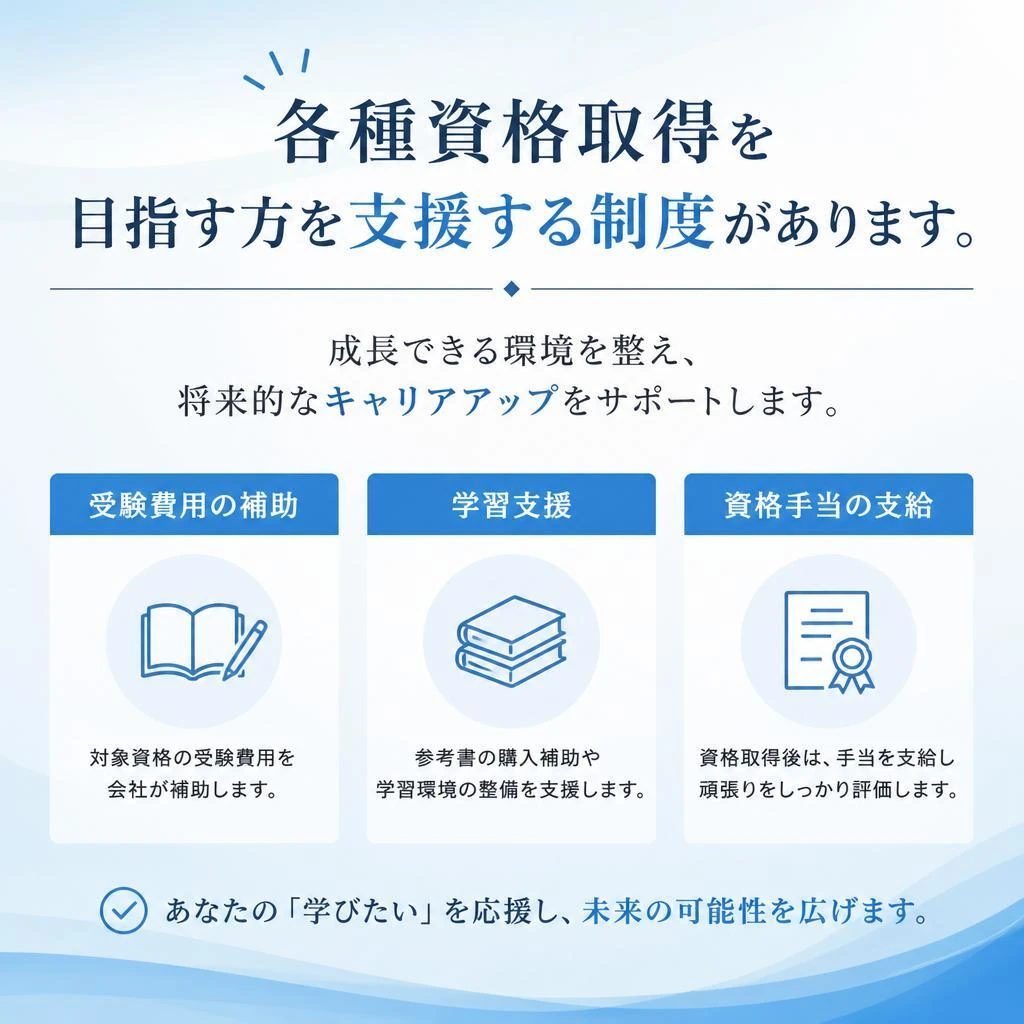 資格支援制度でキャリアアップ