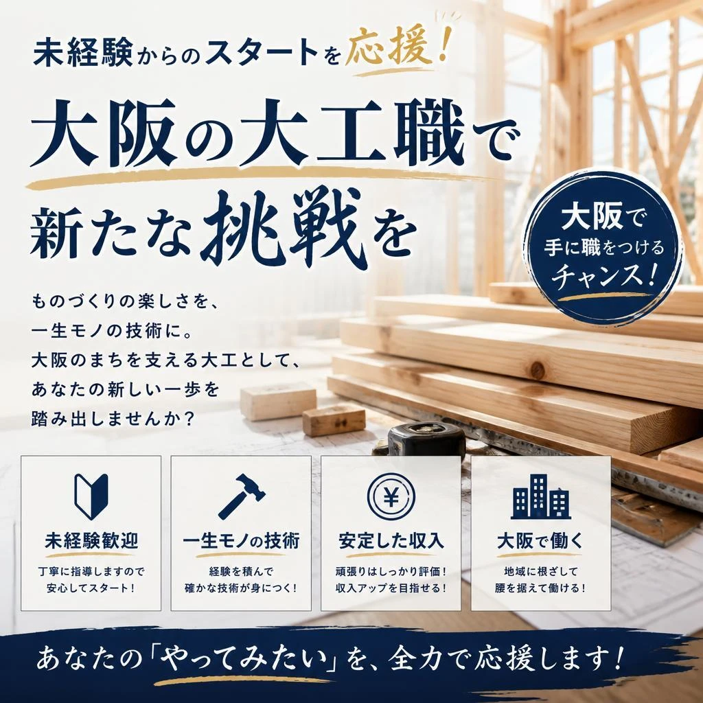 未経験からのスタートを応援！大阪の大工職で新たな挑戦を