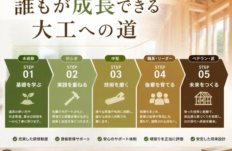 未経験者から経験者まで、誰もが成長できる大工への道