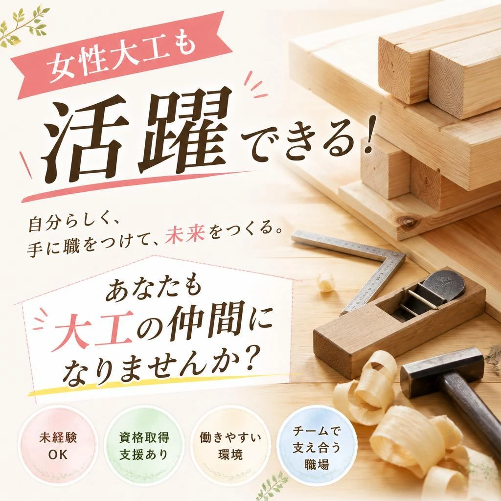 女性大工も活躍できる！あなたも大工の仲間になりませんか？