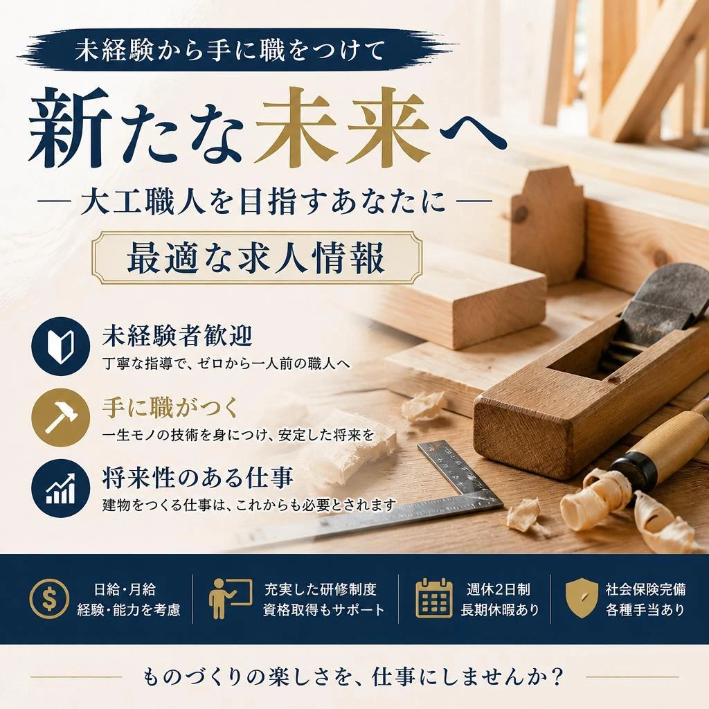 未経験から手に職をつけて新たな未来へ - 大工職人を目指すあなたに最適な求人情報