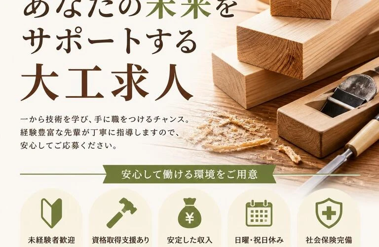 未経験からのスタートも安心！あなたの未来をサポートする大工求人