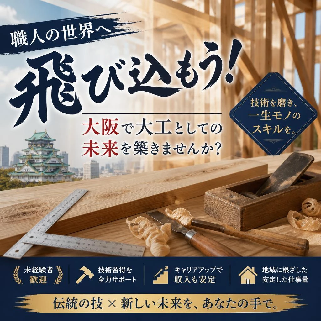 職人の世界へ飛び込もう！大阪で大工としての未来を築きませんか？