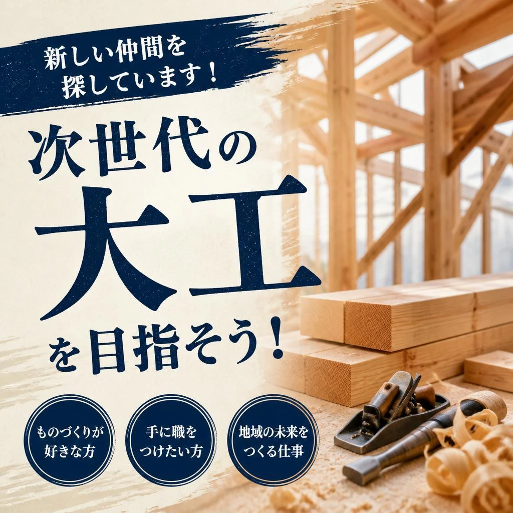 新しい仲間を探しています！次世代の大工を目指そう！