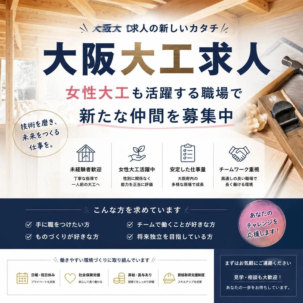 大阪大工求人の新しいカタチ - 女性大工も活躍する職場で新たな仲間を募集中