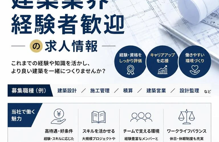 あなたの経験、求めています！建築業界経験者歓迎の求人情報