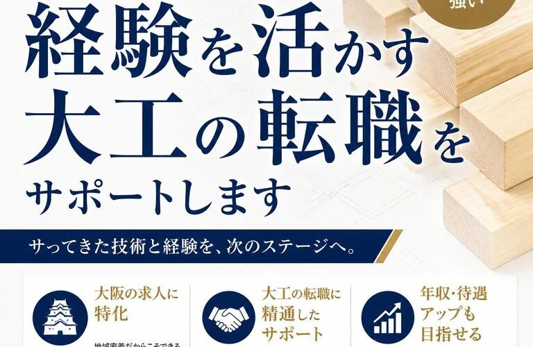 大阪で経験を活かす大工の転職をサポートします