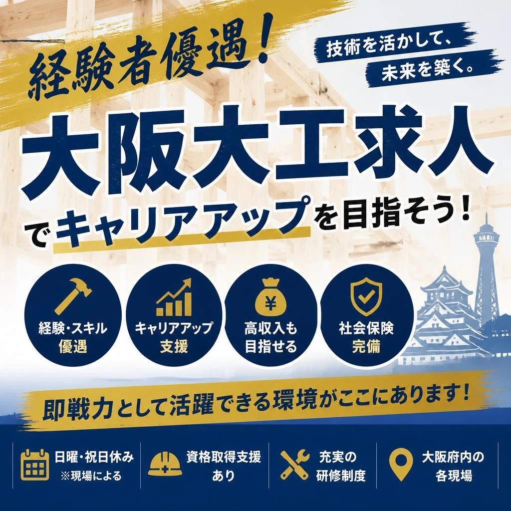 経験者優遇！大阪大工求人でキャリアアップを目指そう！