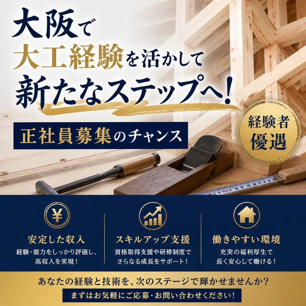 大阪で大工経験を活かして新たなステップへ！正社員募集のチャンス
