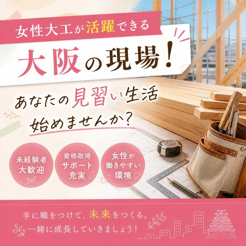 女性大工が活躍できる大阪の現場！あなたの見習い生活始めませんか？