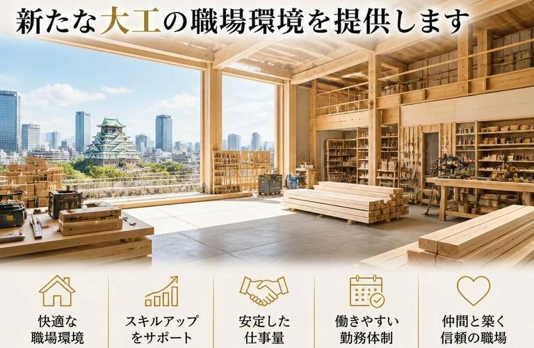 大阪で夢をかなえる！新たな大工の職場環境を提供します