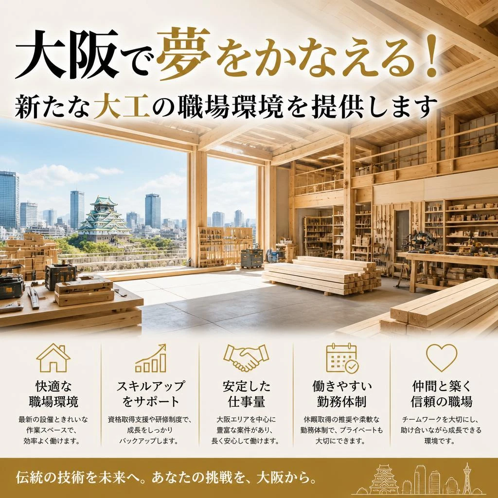 大阪で夢をかなえる！新たな大工の職場環境を提供します