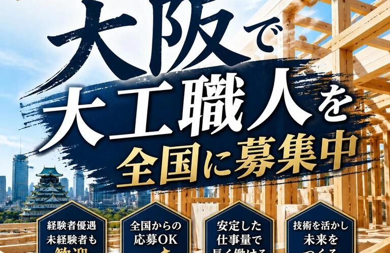 建設の未来を支える！大阪で大工職人を全国に募集中