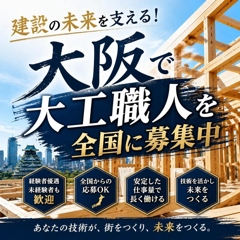 建設の未来を支える！大阪で大工職人を全国に募集中