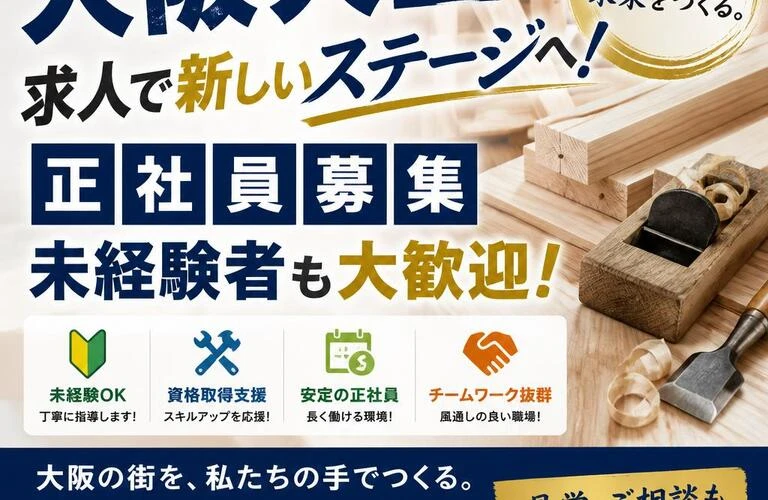 大阪大工求人で新しいステージへ！正社員募集、未経験者も大歓迎！