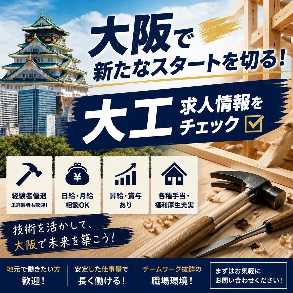大阪で新たなスタートを切る！大工求人情報をチェック