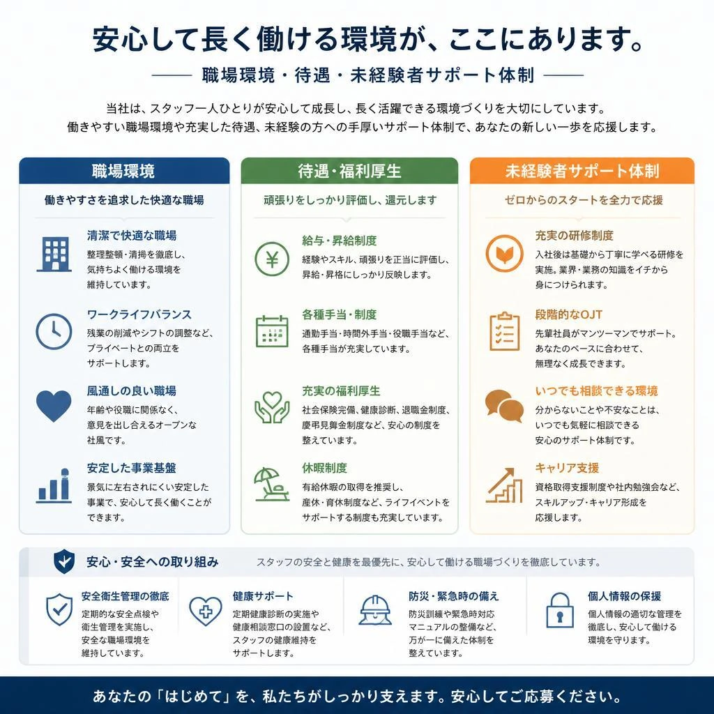 働く環境と充実したサポート