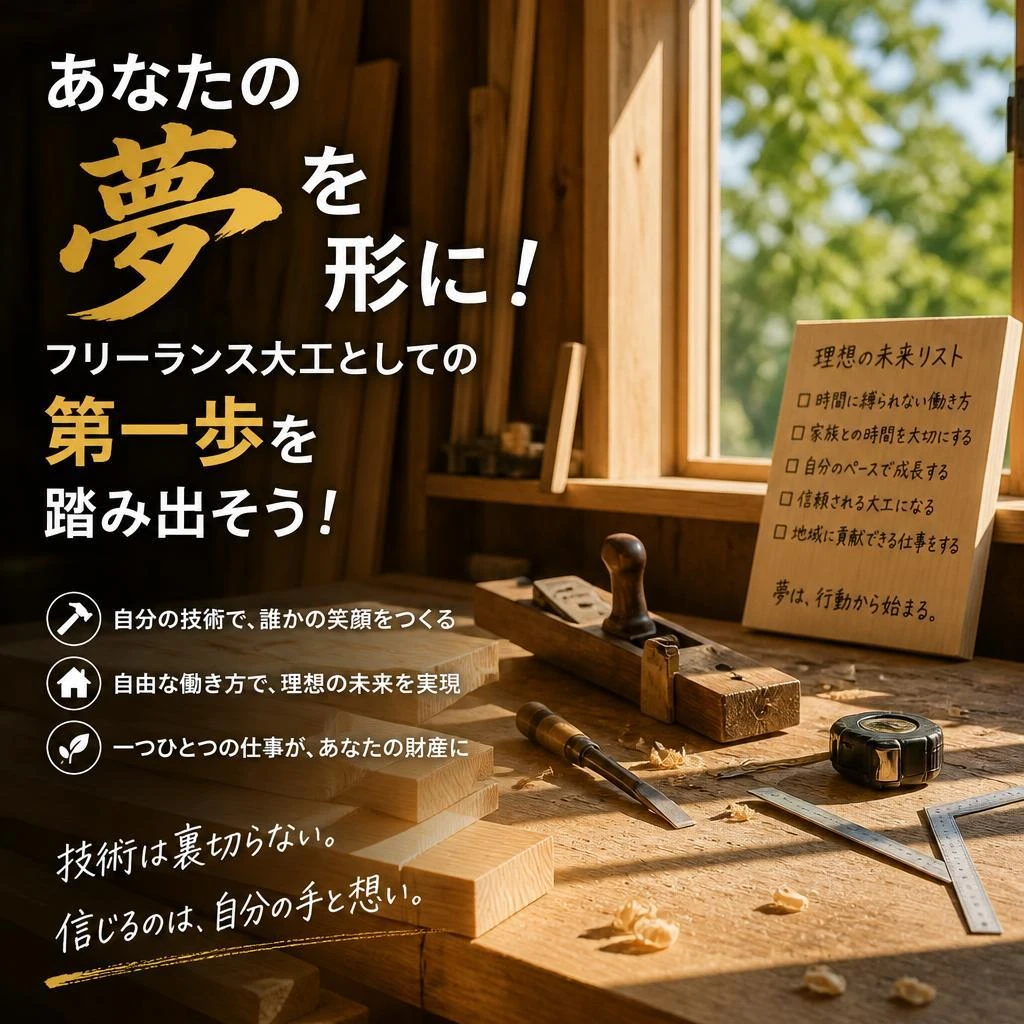 あなたの夢を形に！フリーランス大工としての第一歩を踏み出そう！