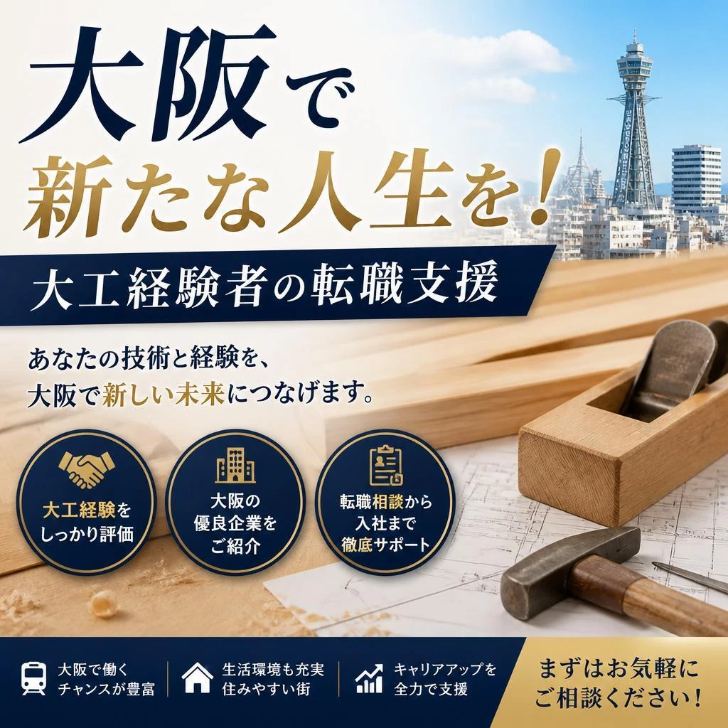 大阪で新たな人生を！大工経験者の転職支援