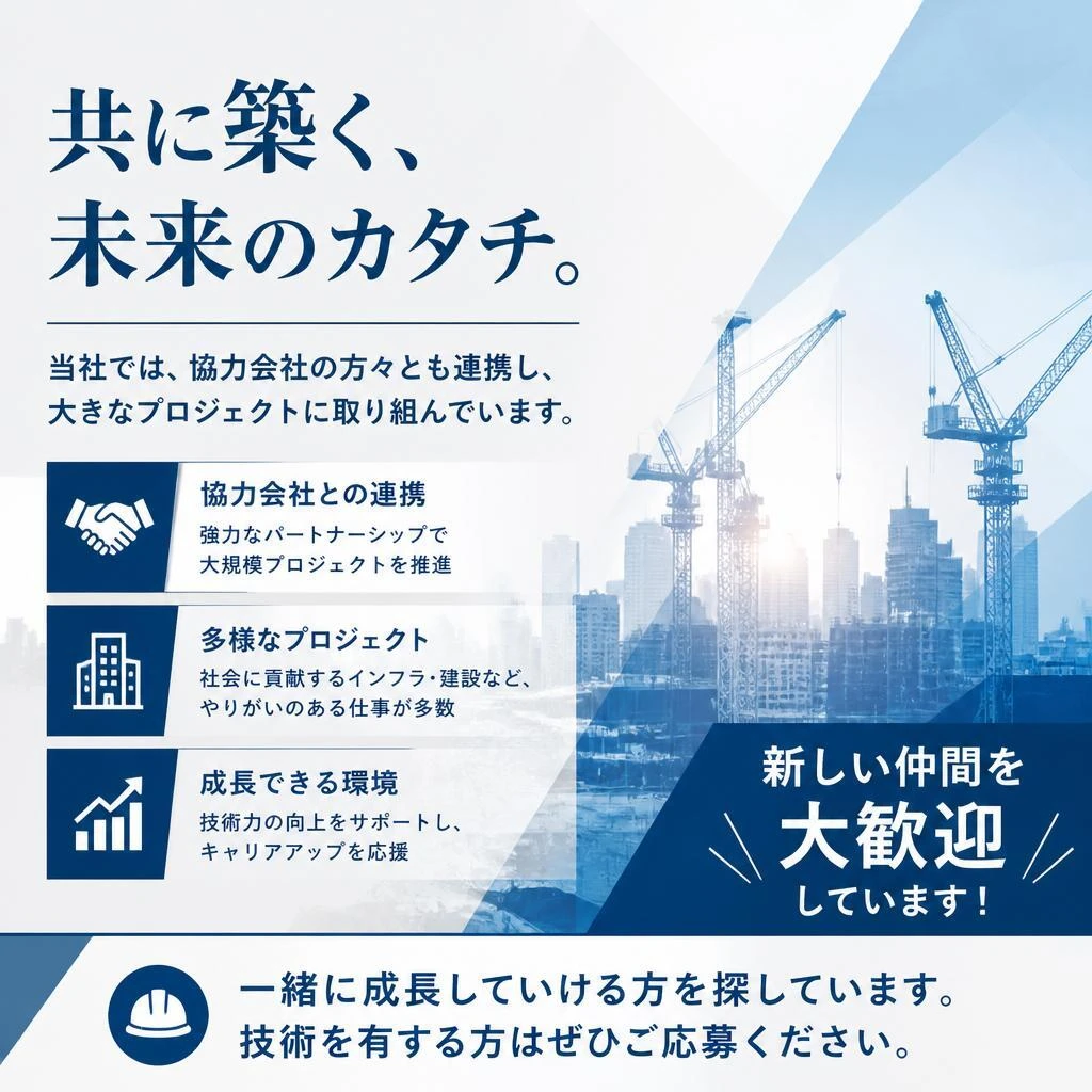 協力会社も募集中！一緒に成長しよう