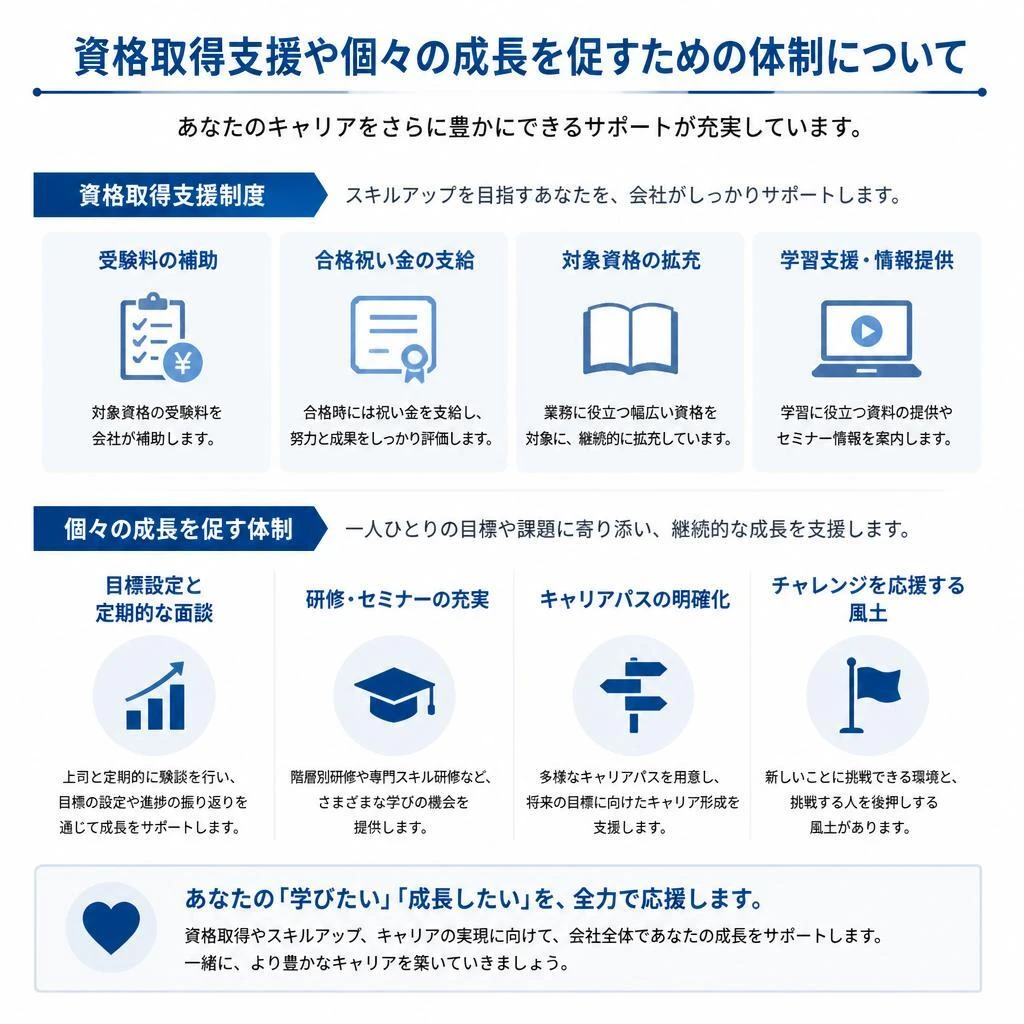 スキルアップに最適な待遇・サポート制度