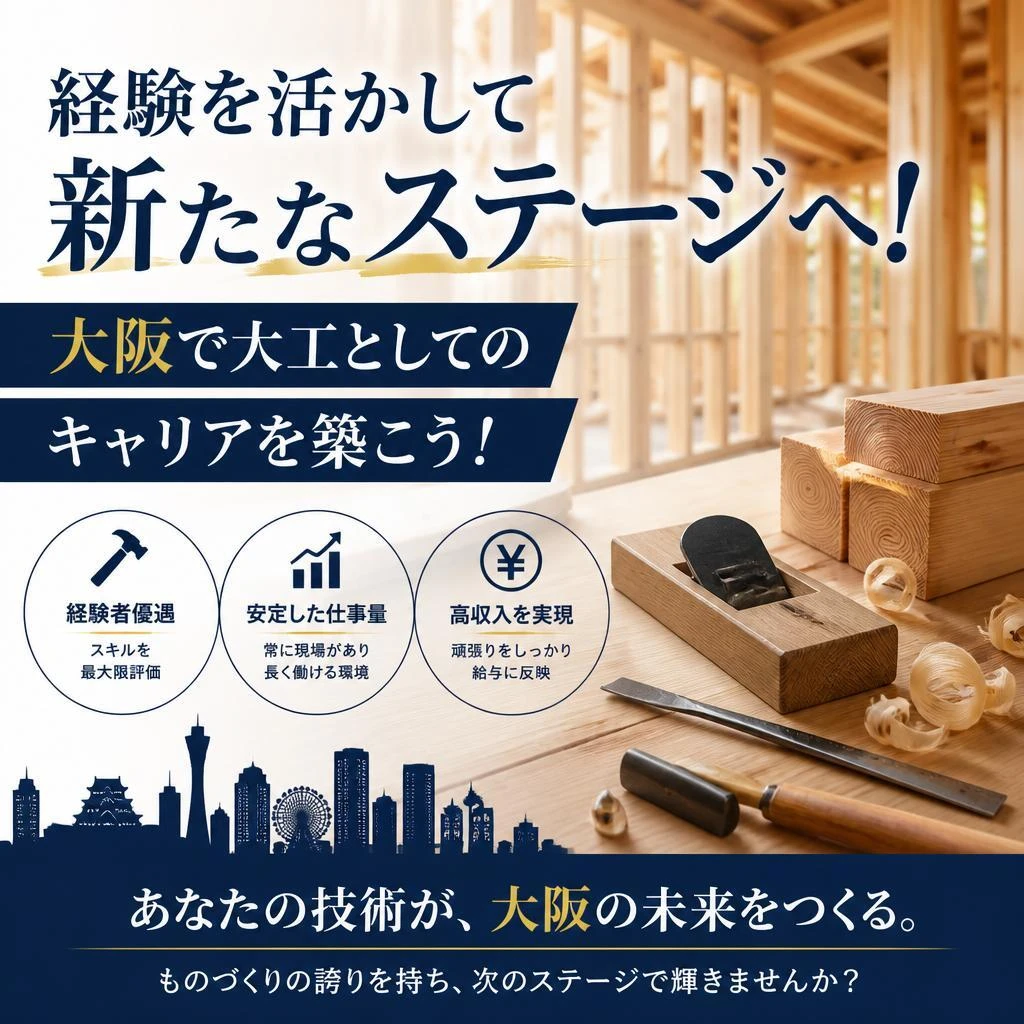 経験を活かして新たなステージへ！大阪で大工としてのキャリアを築こう！