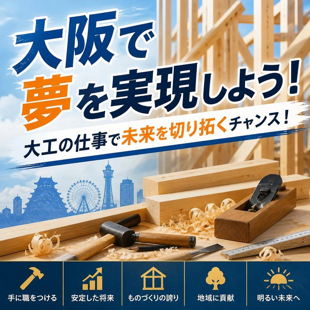 大阪で夢を実現しよう！大工の仕事で未来を切り拓くチャンス！