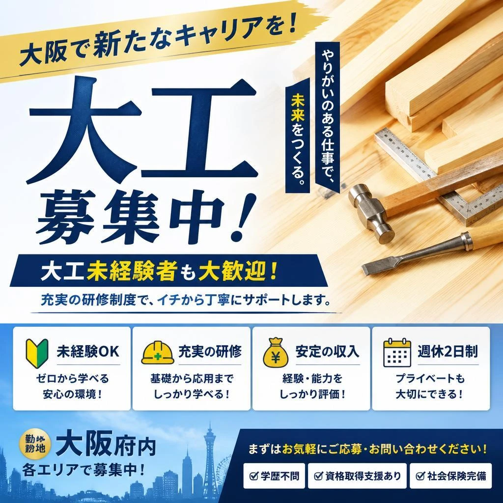 大阪で新たなキャリアを！大工未経験者も大歓迎の求人情報